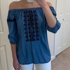 Beachlunch lounge Embroidered Chambray top size xs